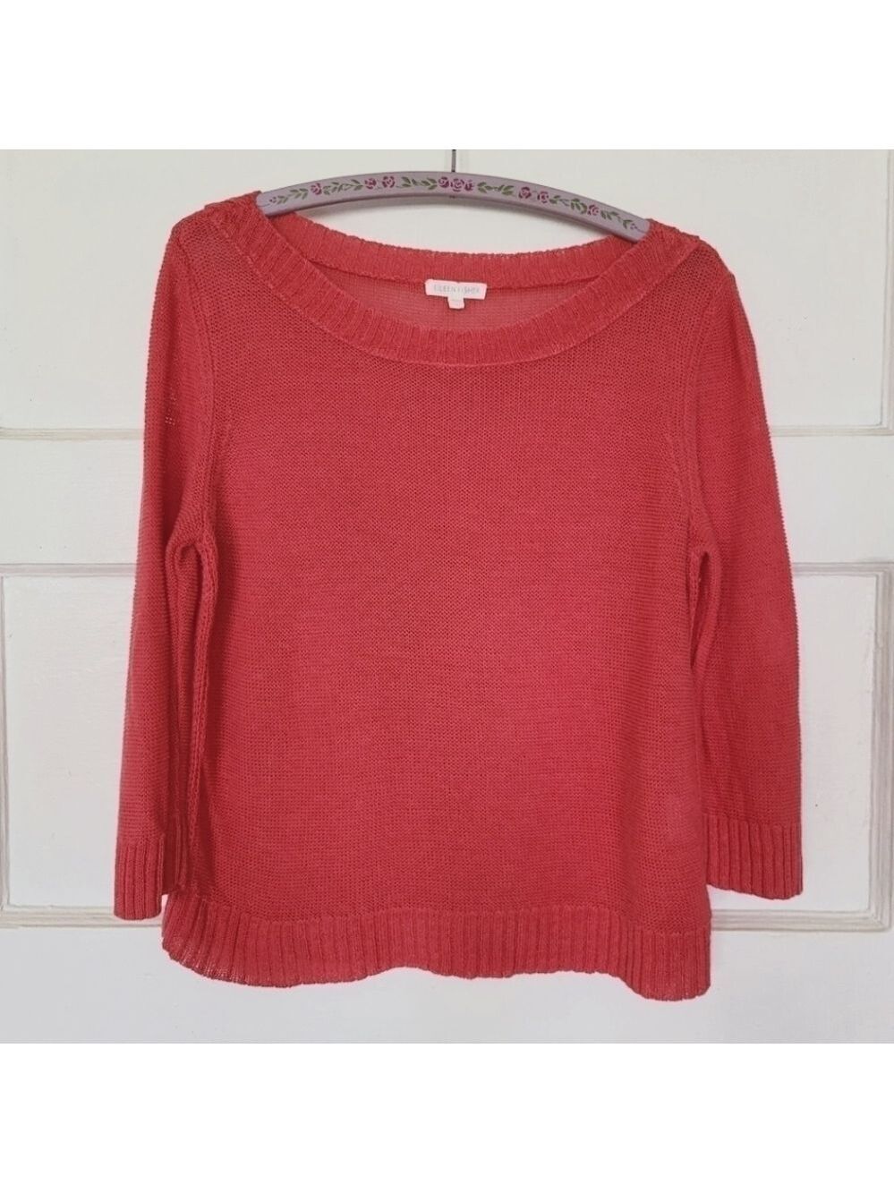 EILEEN FISHER 100% Linen 3/4 Sleeve Light Sweater